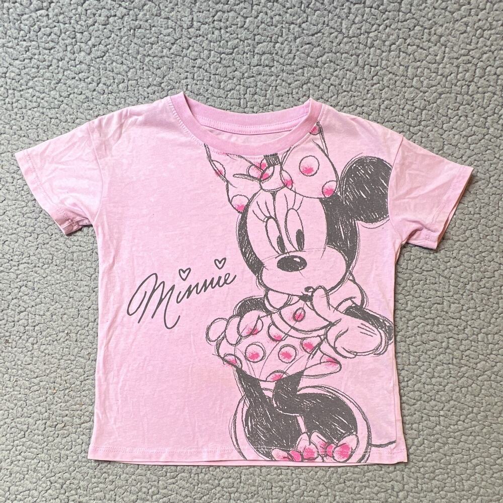 Disney Minnie Mouse Girls 4T Pink Short Sleeve Crew Neck Graphic Cotton Tee